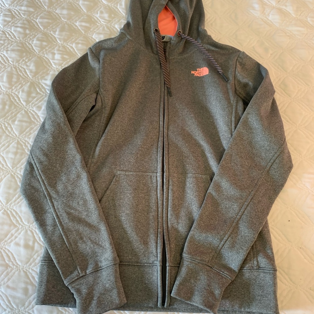 Women's North Face Gray and Peach Full-Zip Hoodie